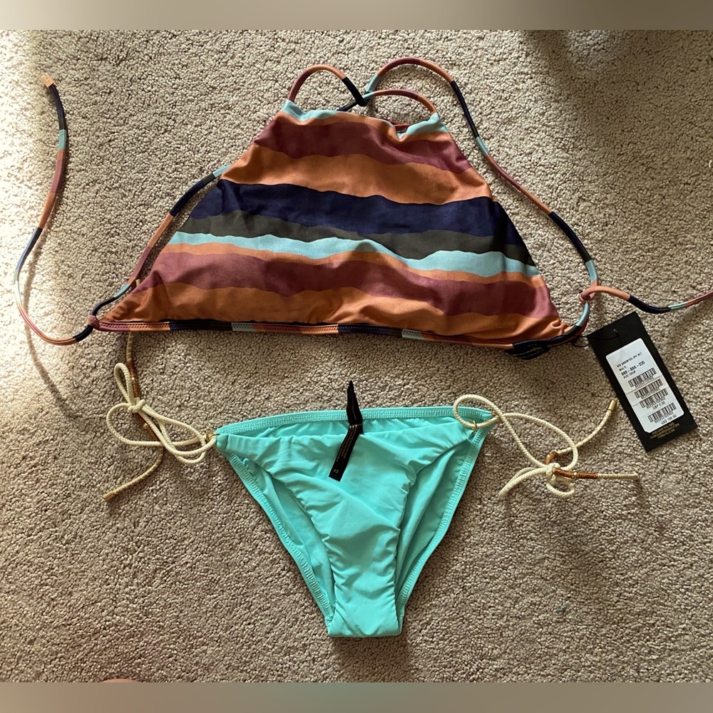 VIX Paula Herman NY two piece bikini swimsuit XS bottom Small D cup top